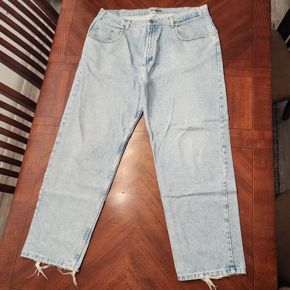 VTG Gap Jeans Mens 40x32 Blue Straight Leg Baggy Light Wash Denim Made USA 90s